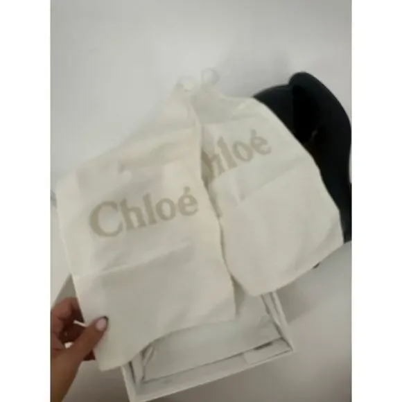 Chloe Leather Scalloped Accent Pumps Loafer Heel - Picture 3 of 9